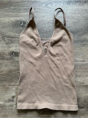 Intimately Free People Brown Ribbed V-Neck Cami Tank Top - Women